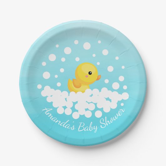 Niedliche Gummi Duck Babydusche 7" Platten Pappteller (Vorderseite)