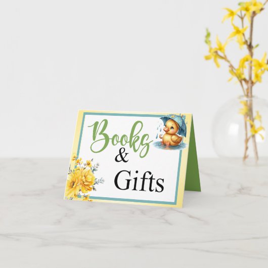 Niedliche Gummi Duck Babydusche Bücher und Geschen Karte (Gelbe Blume)