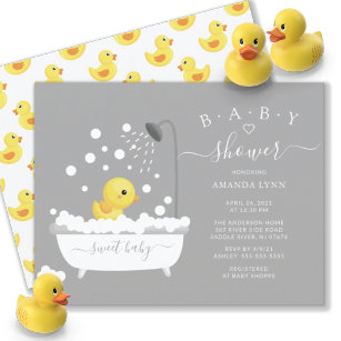 Niedliche Gummi Duck Dusche Baby Einladung