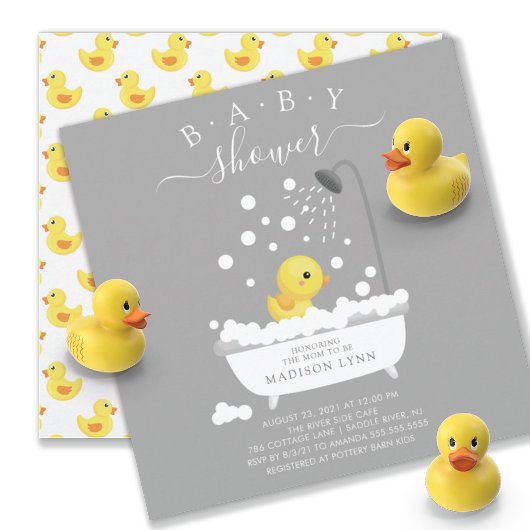 Niedliche Gummi Duck Dusche Baby Einladung