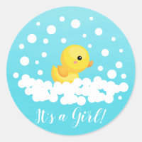 Niedliche Gummiente Es ist ein Girl-Gefallen-Stick