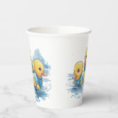 Niedliche Gummiente in blauer Kleidung Pappbecher (Links)