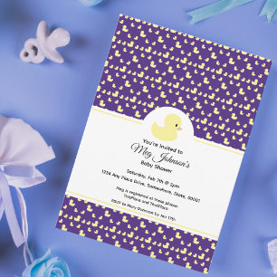 Niedliche Gummiente Moderne Lila Babyparty Einladung