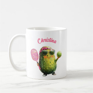 Niedliche Gurkenpfeife mit Sonnenbrille und Bow Kaffeetasse