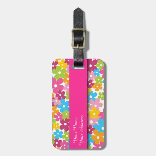 Niedliche Gürtelblumenmuster Gepäckanhänger (Vorderseite vertikal)