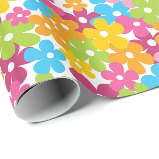 Niedliche Gürtelblumenmuster Geschenkpapier (Rolleneckpunkt)