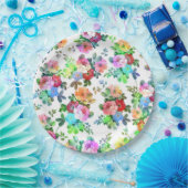 Niedliche gürtelfarbene Aquarellfarben Rose Blumen Pappteller (Party)