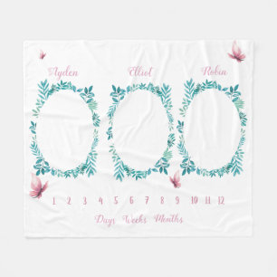 Niedliche gürtelfarbene Blumentriplette Meilenstei Fleecedecke