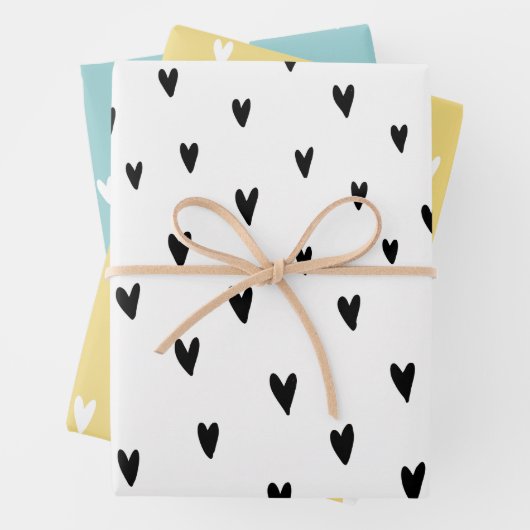 Niedliche gürtelförmige Herzstruktur Geschenkpapier Set (Beispiel)