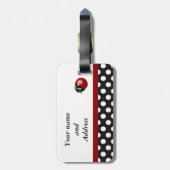 Niedliche, gürtelförmige Ladybug-Polka-Punkte-Mono Gepäckanhänger (Rückseite vertikal)
