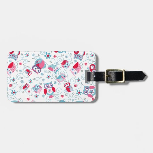 niedliche gürtelige Gesichter Eulen Blume Wirbel M Gepäckanhänger (Vorderseite horizontal)