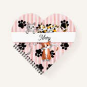 Niedliche Gürtelkätzchen und -pfähen, rot gestreif Notizblock (Vorderseite)