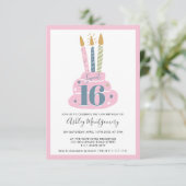 Niedliche gürtelpastellfarbene Kerzen Kuchen Foto  Einladung (Stehend Vorderseite)