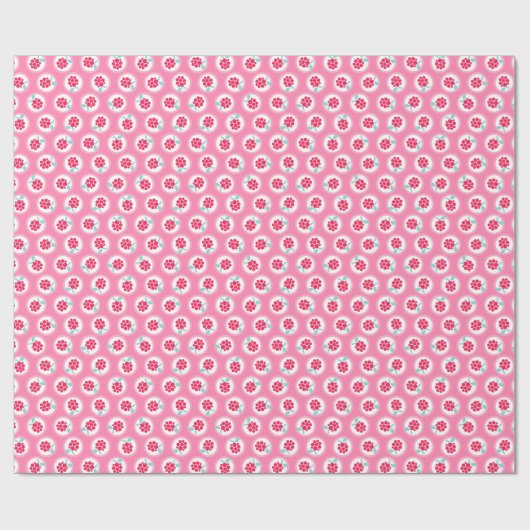 Niedliche, gürtelrosa Himbeermuster, Monogramm Geschenkpapier (Flach)