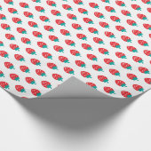 Niedliche, gürtelrote Erdbeermuster, monogramm Geschenkpapier (Ecke)