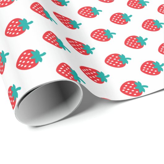 Niedliche, gürtelrote Erdbeermuster, monogramm Geschenkpapier (Rolleneckpunkt)