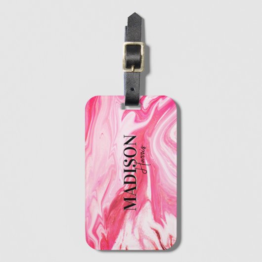 Niedliche, gürtelrote Marmormor Gepäckanhänger (Vorderseite Vertikal)