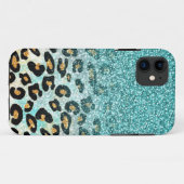 Niedliche, gürtnig hellblaue Imitate Glitzer Leopa Case-Mate iPhone Hülle (Rückseite (Horizontal))