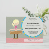 Niedliche Gymnastikfrau Einladung (Stehend Vorderseite)