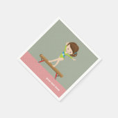 Niedliche Gymnastikfrau Serviette (Ecke)