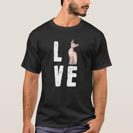 Niedliche haarlose Cat Liebe Meine Sphynx T-Shirt (Vorderseite)