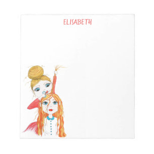 Niedliche Haarschnitt Whimsical Illustration Perso Notizblock