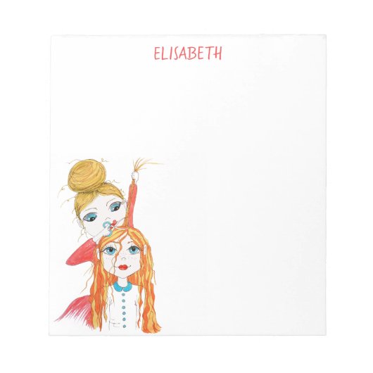 Niedliche Haarschnitt Whimsical Illustration Perso Notizblock (Vorderseite)
