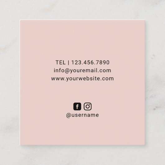 Niedliche Haarstille Schere Minimalistisch Blush P Quadratische Visitenkarte (Rückseite)