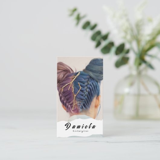 Niedliche Haarstille Schere Minimalistisch Blush P Visitenkarte (Stehend Vorderseite)