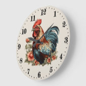 Niedliche Hahnenfahrer Große Wanduhr (Winkel)