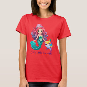 Niedliche Hai-Meerjungfrau Prinzessin Regenbogen f T-Shirt