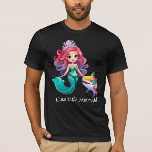 Niedliche Hai-Meerjungfrau Prinzessin Regenbogen f T-Shirt