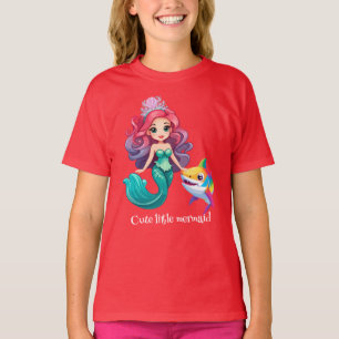 Niedliche Hai-Meerjungfrau Prinzessin Regenbogen f T-Shirt