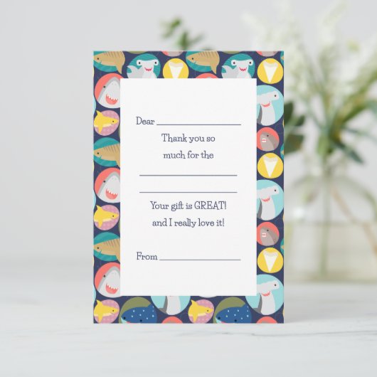 Niedliche Haiarten Dankeskarte (Stehend Vorderseite)