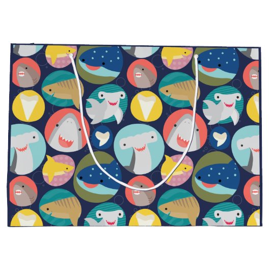 Niedliche Haiarten Große Geschenktüte (Rückseite)