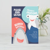 Niedliche Haiarten Kindergeburtstag Einladung (Stehend Vorderseite)