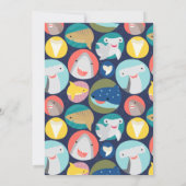 Niedliche Haiarten Kindergeburtstag Einladung (Rückseite)