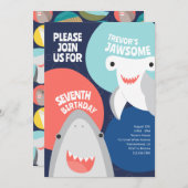 Niedliche Haiarten Kindergeburtstag Einladung (Vorne/Hinten)