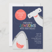 Niedliche Haiarten Kindergeburtstag Einladung (Vorderseite)