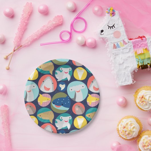 Niedliche Haiarten Pappteller (Party)