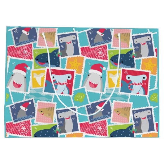 Niedliche Haiarten Weihnachten Große Geschenktüte (Rückseite)