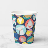 Niedliche Haiarten zum Geburtstag Pappbecher (Rückseite)