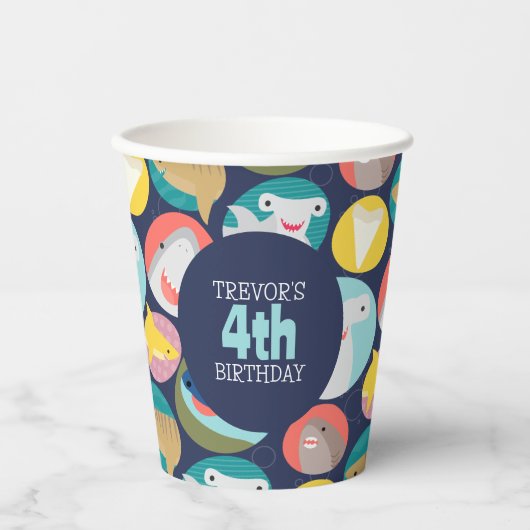 Niedliche Haiarten zum Geburtstag Pappbecher (Vorderseite)