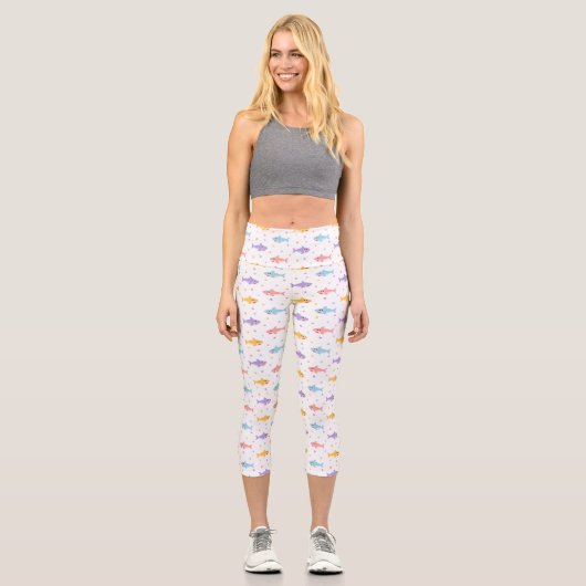 Niedliche Haie Capri Leggings (Vorderseite)