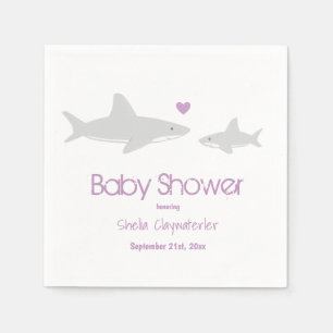 Niedliche Haie Herz Lila Babydusche Serviette