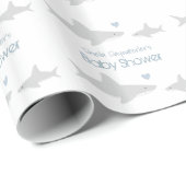 Niedliche Haie mit Worten | Abpackpapier für Dusch Geschenkpapier (Rolleneckpunkt)