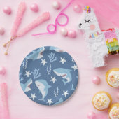 Niedliche Haie Muster Unterwasser-Party Pappteller (Party)