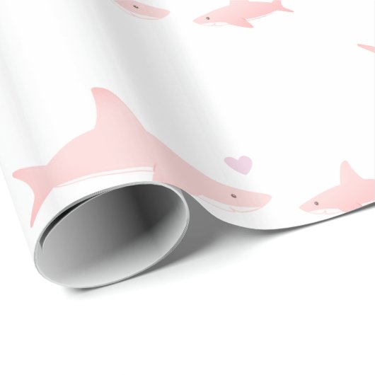 Niedliche Haie Rosa Weiß | Babydusche Geschenkpapier (Rolleneckpunkt)