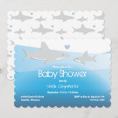 Niedliche Haie unter der Sea Baby Dusche Einladung (Vorne/Hinten)