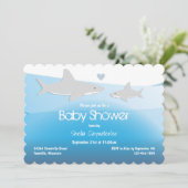 Niedliche Haie unter der Sea Baby Dusche Einladung (Stehend Vorderseite)